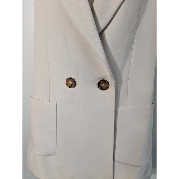 Zara Sleeveless Blazer Vest Long Cream Size XS Extra Small - Picture 2 of 8